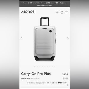 Brand New Monos Carry On Pro Plus